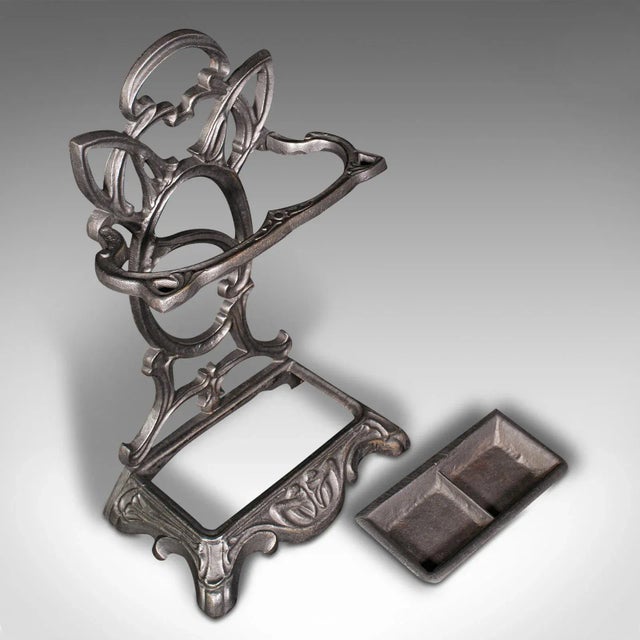 Black 1960s Vintage English Cast Iron Hallway Stick Stand For Sale - Image 8 of 8