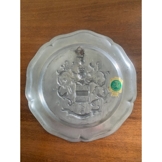 Mid-Century French Les Etains Du Prince Pewter Leuven Heraldic Wall Plate For Sale In South Bend - Image 6 of 8