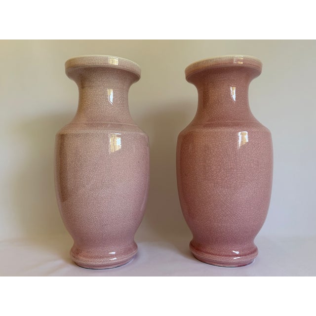 Large Crackle-Glaze Ceramic Vases - Pair For Sale In Dallas - Image 6 of 8