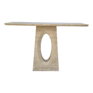 Currey & Co Demi Travertine Console Table For Sale