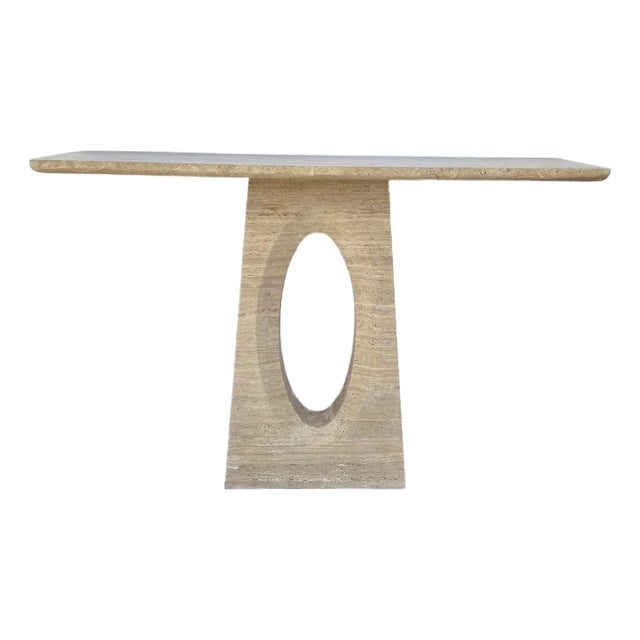 Currey & Co Demi Travertine Console Table For Sale