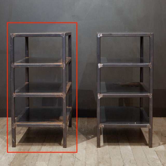 Industial Four-Tier Steel Shelving Units For Sale - Image 4 of 7