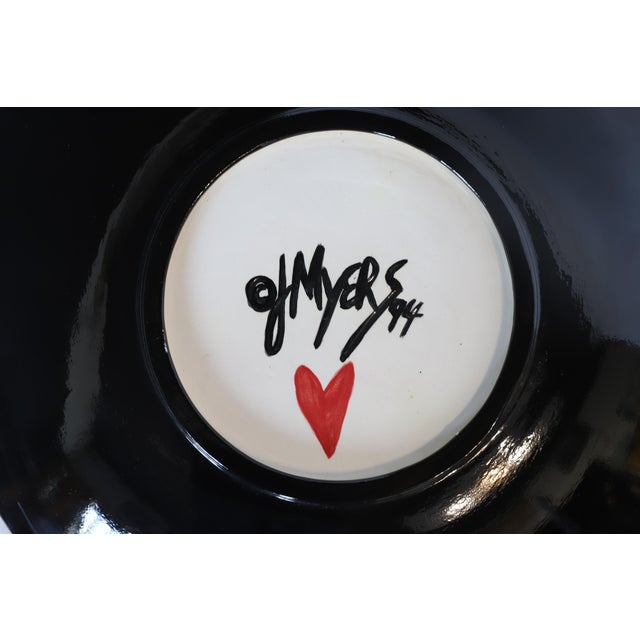 Red Hand Painted Heart Charger Plate Bowl For Sale - Image 8 of 9