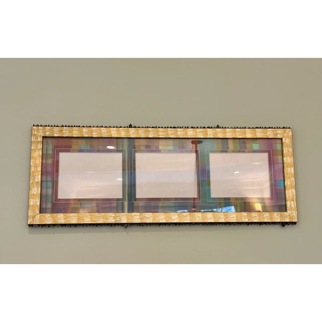 Folk Art Late 20th Century Folk Art Hand Painted Triple Picture Frame For Sale - Image 3 of 8