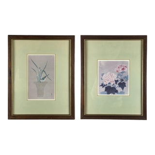 Pair of Wood Framed Asian Style Prints For Sale