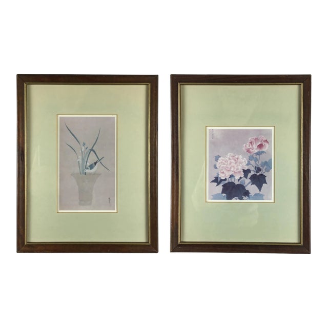 Pair of Wood Framed Asian Style Prints For Sale