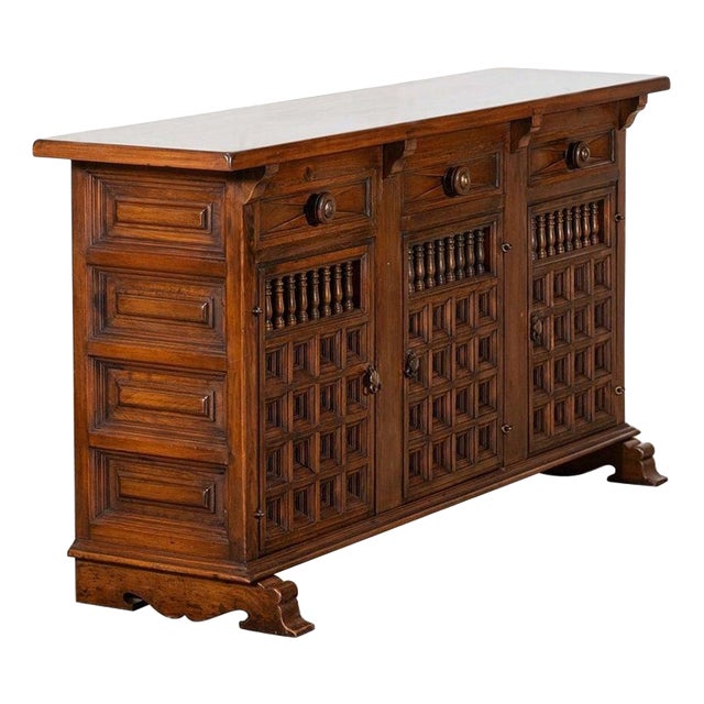 Spanish Brutalist Sideboard in Mahogany, 1960 For Sale