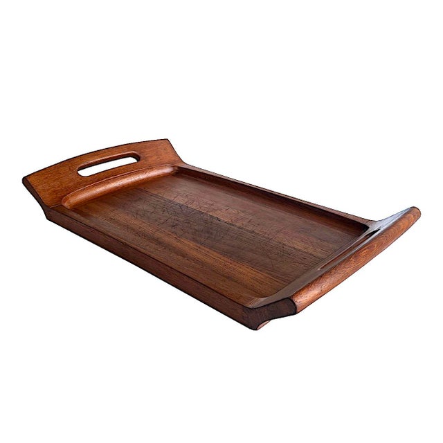 Chestnut Vintage Dansk Teak Wood Large Tray Designed by Jens H. Quistgaard For Sale - Image 8 of 15