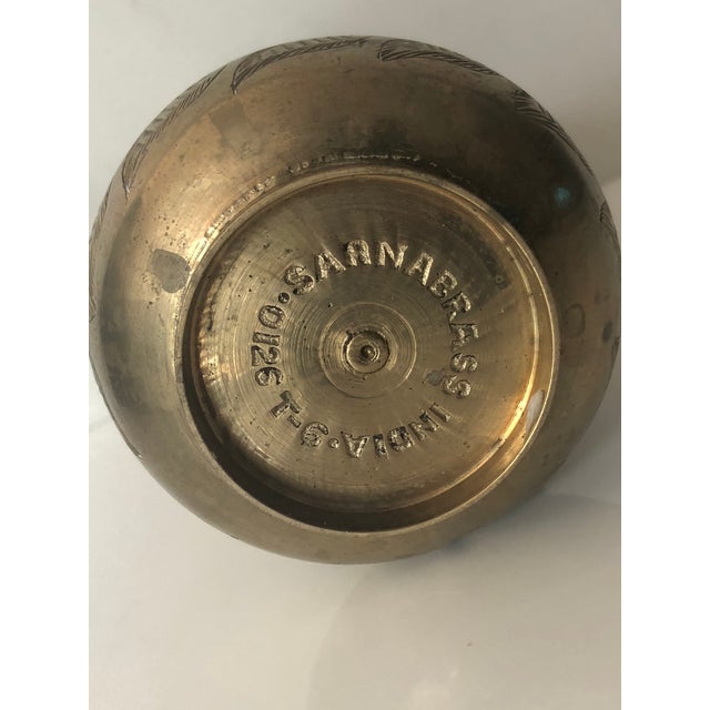 1950s 1950s Sarna Brass Floral Etched Bud Vase, Numbered For Sale - Image 5 of 7