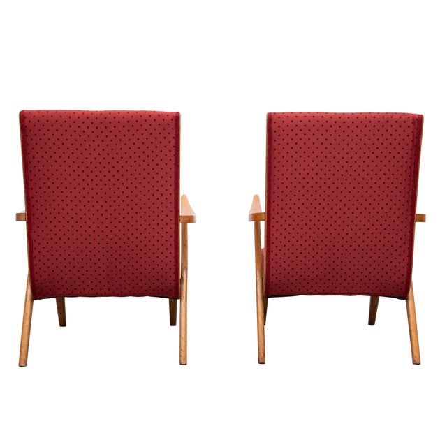 Red Organic Shape Rock & Roll Lounge Chair with New Red Polka Dot Upholstery, 1950s For Sale - Image 8 of 14