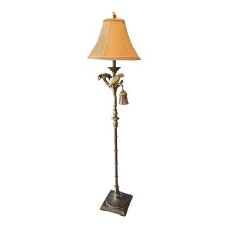 Vintage Hollywood Regency Style Parrot & Faux Bamboo Floor Lamp For Sale