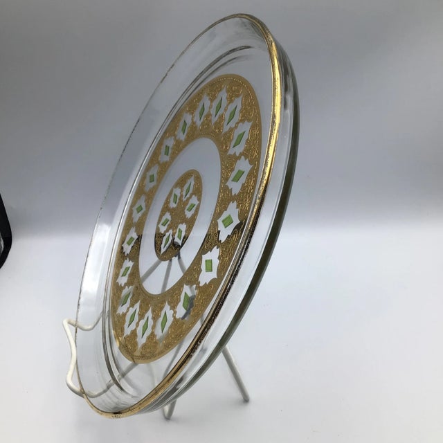 Vintage Culver Gold and Emerald Green Bowl and Platter - Set of 2 For Sale - Image 11 of 13