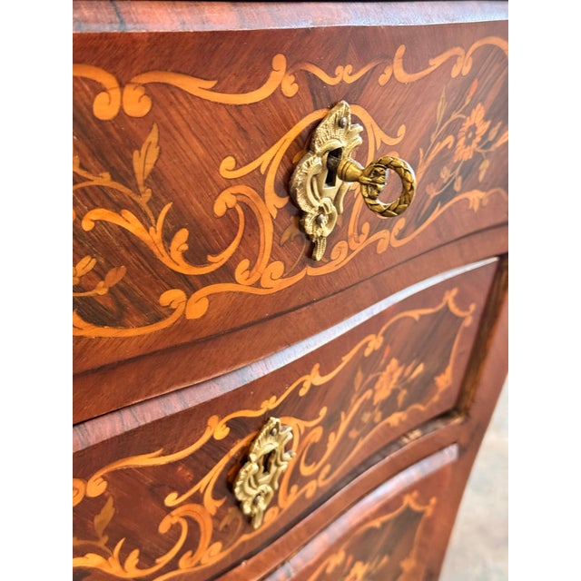 Louis XV Style Gilt-Metal Mounted Walnut and Bombe Marquetry Secretaire a Abattant For Sale - Image 10 of 13