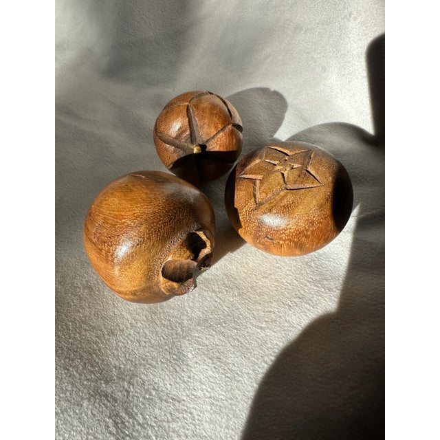 Brown Mid Century Modern Wood Carved Fruit- Set of 9 For Sale - Image 8 of 11