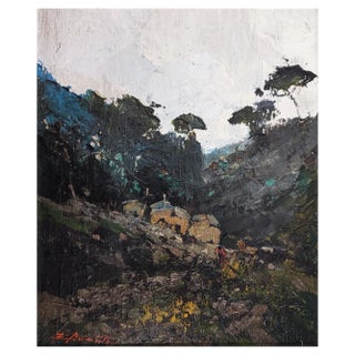 Ezelino Briante, Paysage la Côte Ligure, Oil on Wood, Framed For Sale
