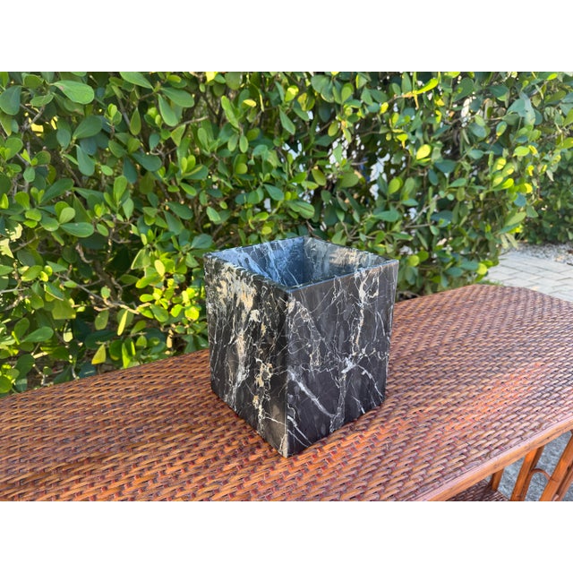 Contemporary Vintage Labrazel Italian Black Marble Cachepot For Sale - Image 3 of 12