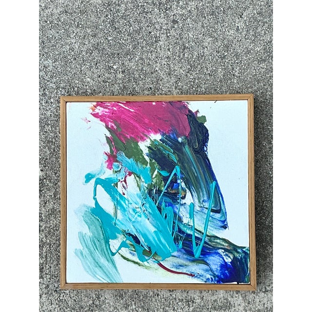 Vintage Original Abstract Oil Painting on Canvas For Sale - Image 12 of 12