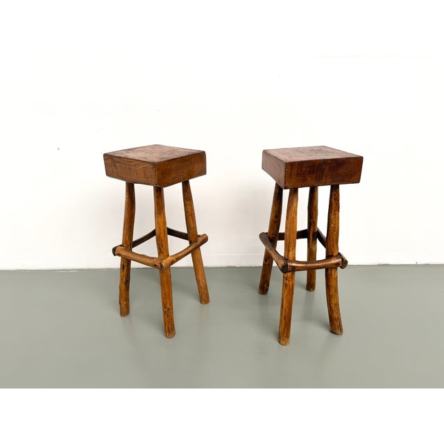 Brutalist Bar Stools, France, 1950s, Set of 2 For Sale - Image 6 of 18