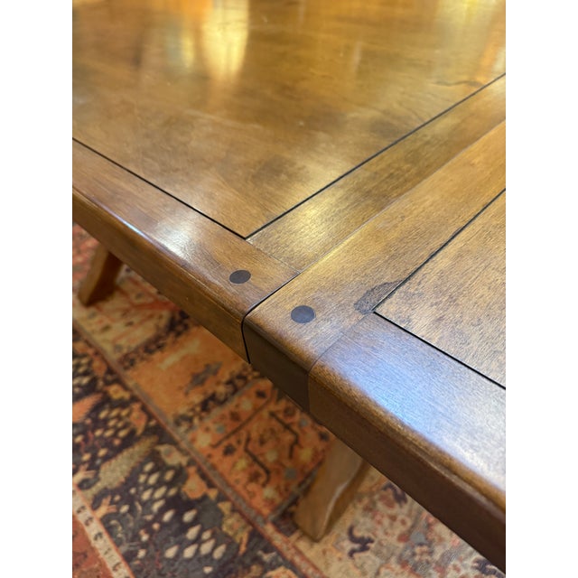 Vintage Trestle Refectory Dining Table With 2 Leaves For Sale - Image 10 of 12