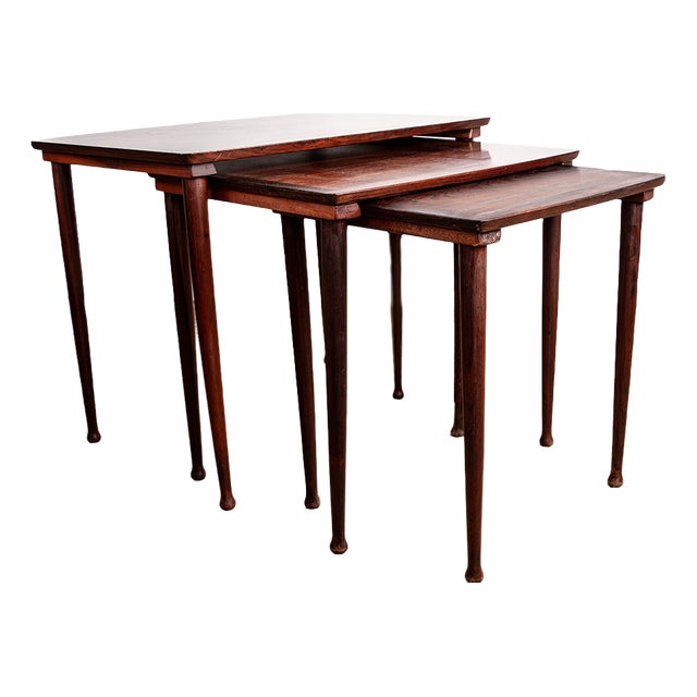 Danish Nesting Tables in Rosewood from Mobelintersia, 1960, Set of 3 For Sale