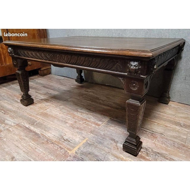 Renaissance Style Table in Oak, 1850 For Sale - Image 3 of 6