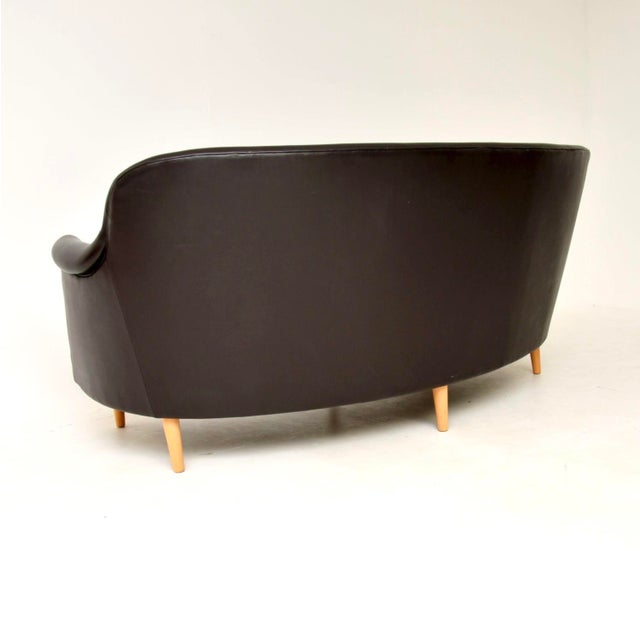 Swedish Leather Sams Sofa by Carl Malmsten, 1960s For Sale - Image 6 of 11