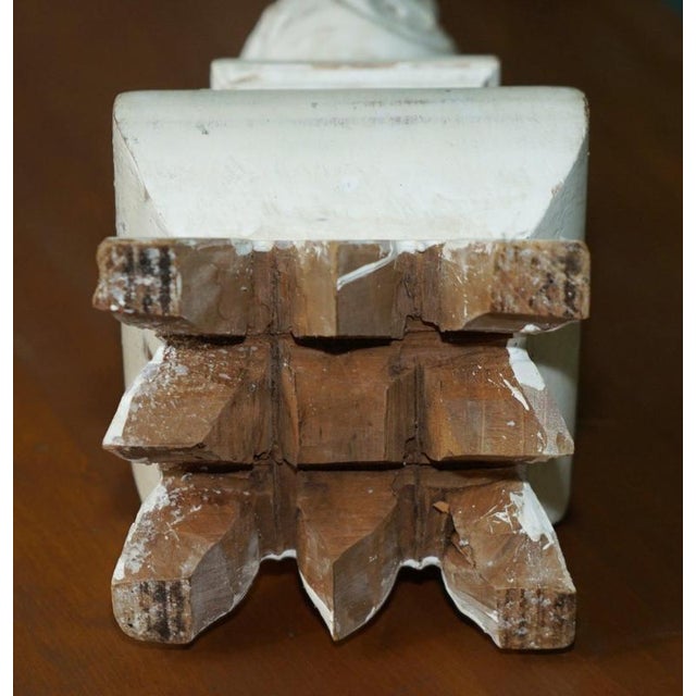 Wood Vintage Painted Carved Oak Decorative Candlesticks, 1940s, Set of 2 For Sale - Image 7 of 17