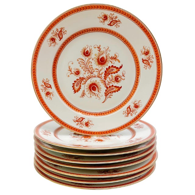 1920s Antique Hutschenreuther Bavaria Dinner Service for 8 Rust Floral & Encrusted Gold – 28-Piece Set For Sale - Image 5 of 16