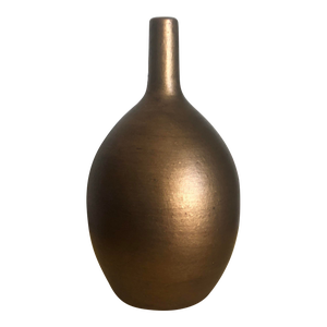 1990s Transitional Golden Brown Ceramic Vessel