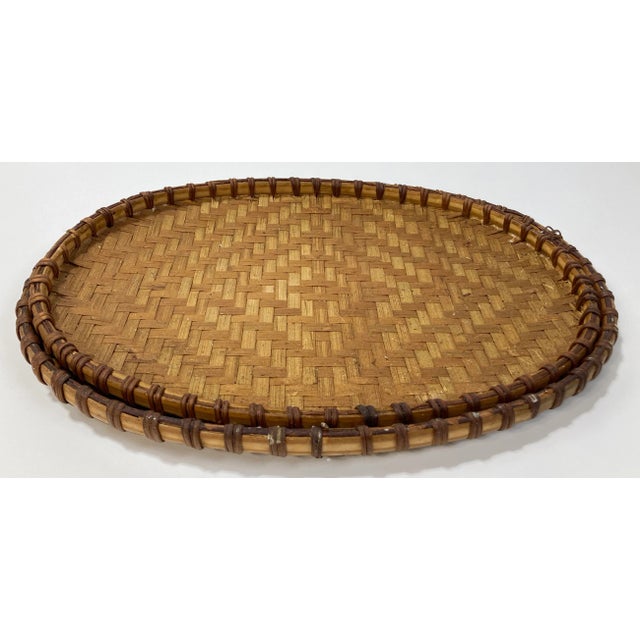 Woven Wicker Nesting Tray Pair For Sale - Image 4 of 7