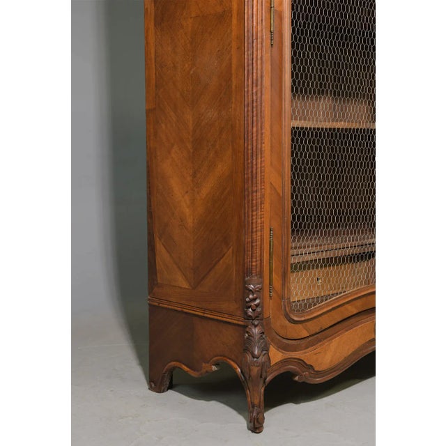 Late 19th Century French Louis XV Style Walnut Double Door Grilled Cabinet Cupboard For Sale - Image 5 of 8