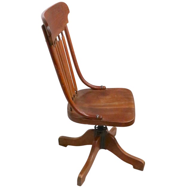 Victorian Late 19th Century Victorian Oak Swivel Desk Chair For Sale - Image 3 of 14