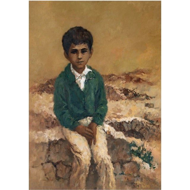 Expressionism Original William Weintraub Oil Painting Portrait of a Boy For Sale - Image 3 of 4