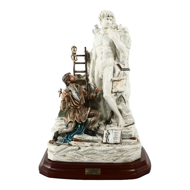 1980s Capodimonte Italian Michaelangelo Sculpts David Porcelain Sculpture For Sale