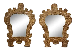 Mid 19th Century Petite Repousse Rococo Mirrors - a Pair