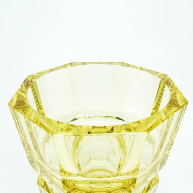 Yellow Art Deco Vase from Moser, Czechoslovakia, 1930s For Sale - Image 8 of 9