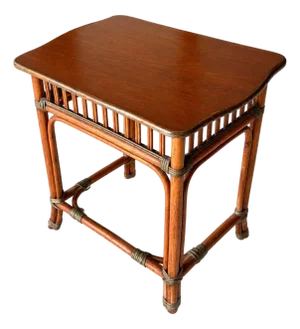 Vintage Rattan Side Table | Coastal Palm Beach Style Accent Table