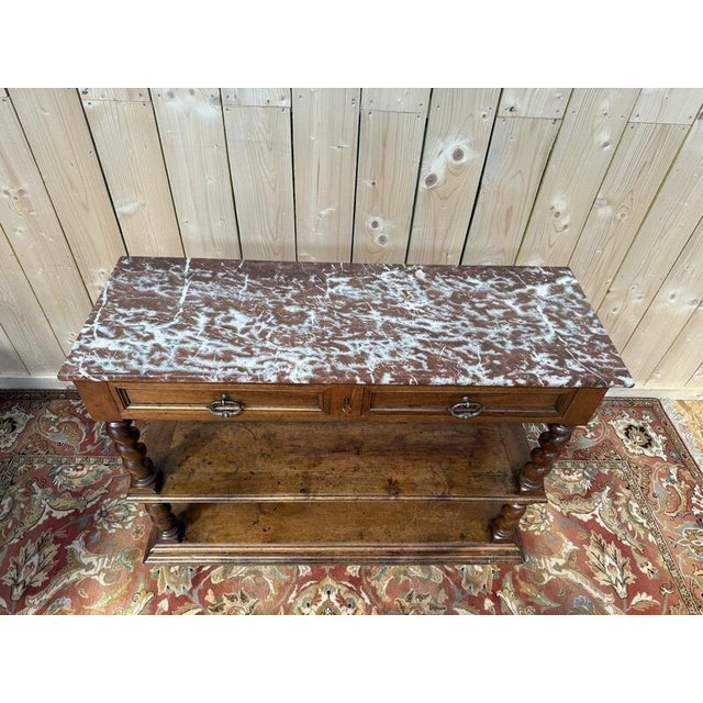 Louis XIII Style Serving Table in Griotte Marble For Sale - Image 6 of 8