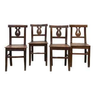 Rustic Lira Chairs in Walnut, Set of 4 For Sale