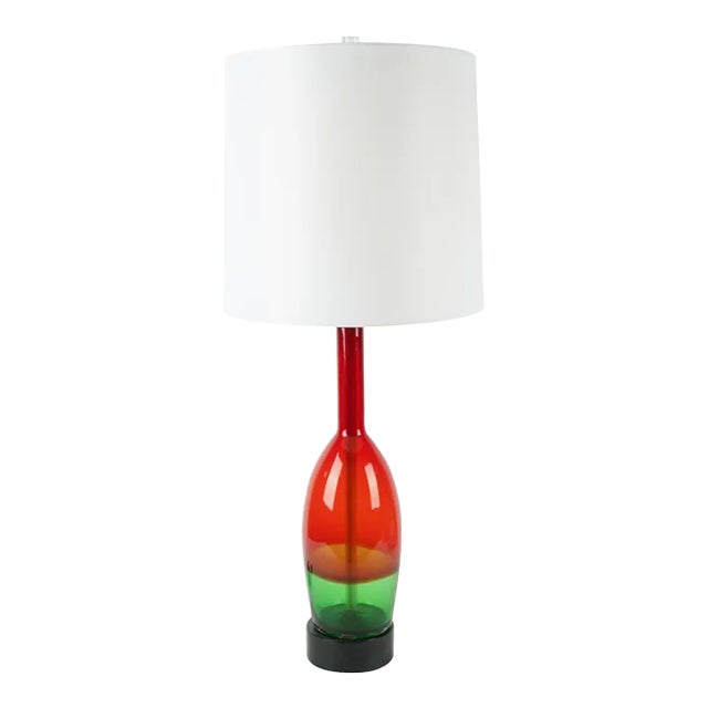 Mid Century Modern Venini Italian Art Glass Bottle Lamp For Sale