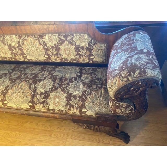 1875 Victorian Couch Made in the Us Hand Carved Walnut For Sale - Image 4 of 12