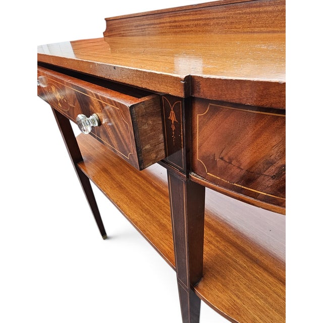 A. H. Davenport and Co. Mahogany and Satinwood Inlaid Two-Tier High Console Table, Circa 1890s For Sale - Image 10 of 17