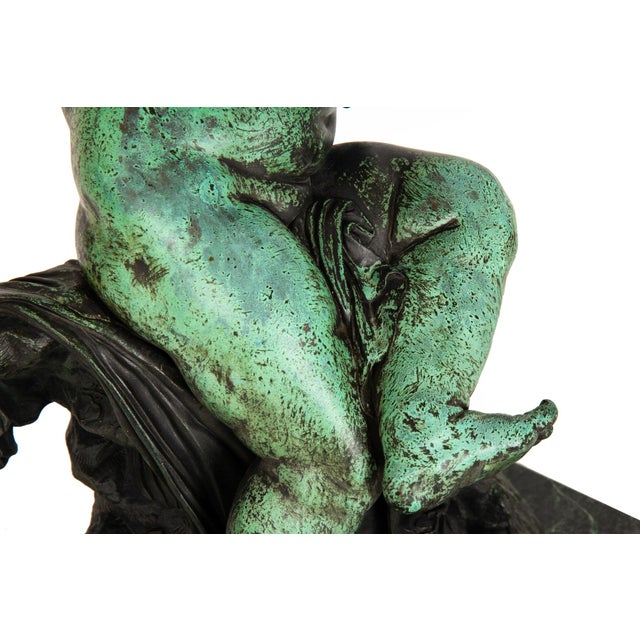 French Patinated Copper Sculpture of Seated Cherub After Charles Lemire For Sale - Image 15 of 18