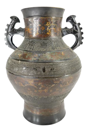 Late 19th Century Chinese Bronze and Champleve Enamel Vase