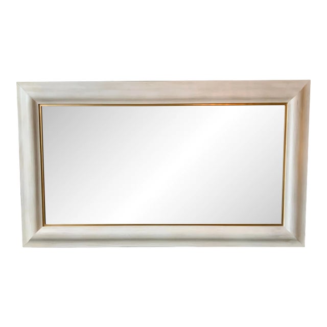 Organic Modern Large Distressed White Finished Mirror For Sale