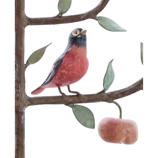 Vintage Italian Tole Espalier / Espaliered Tree Sculpture, Fruit Tree, Birds, Blossoms, & Apples, Manner of Mottahedeh For Sale In Dallas - Image 6 of 8