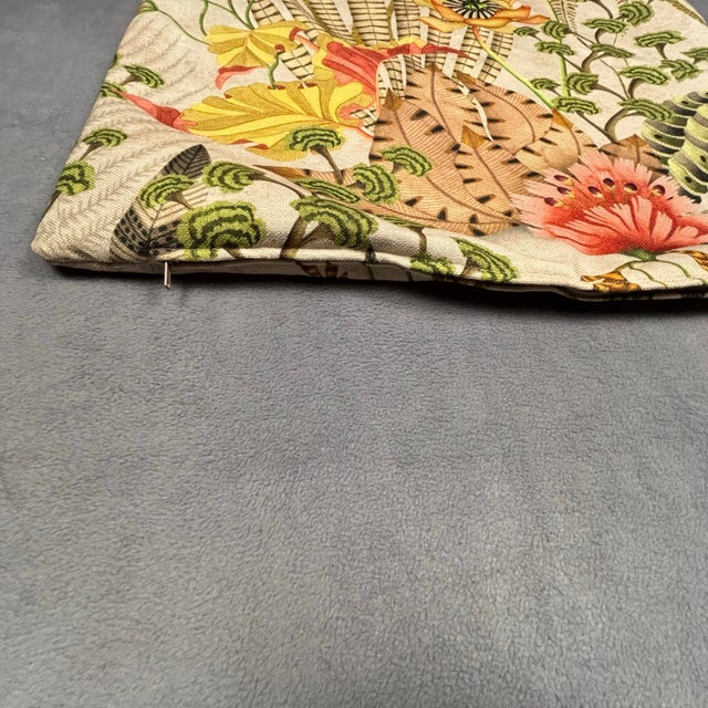 Handmade Botanical Floral Throw Pillow Cover 22x22 Square Usa Made Exotic Print For Sale - Image 4 of 6