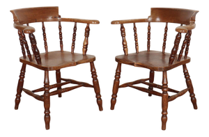 English Smoker's Bow Armchairs, Set of 2