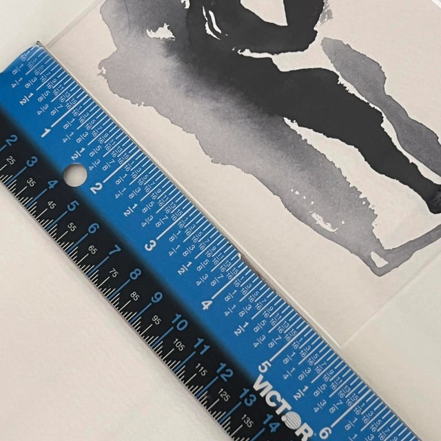 Vintage ‘Shadow of Lovers’ Minimalist Original Watercolor Painting Art Work by Jane Rudofker Signed and Framed For Sale - Image 12 of 12