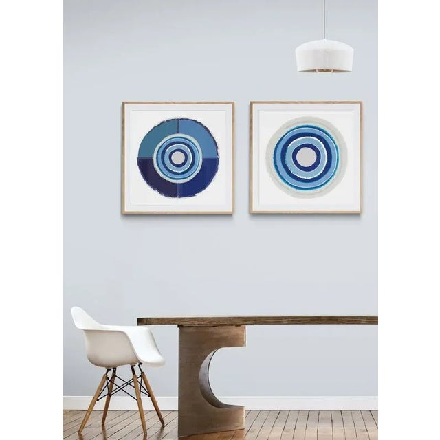 Mid-Century Modern "Quartet in Navy and Blues" Contemporary Fine Art Print by Melinda Cox 20" X 20" For Sale - Image 3 of 4